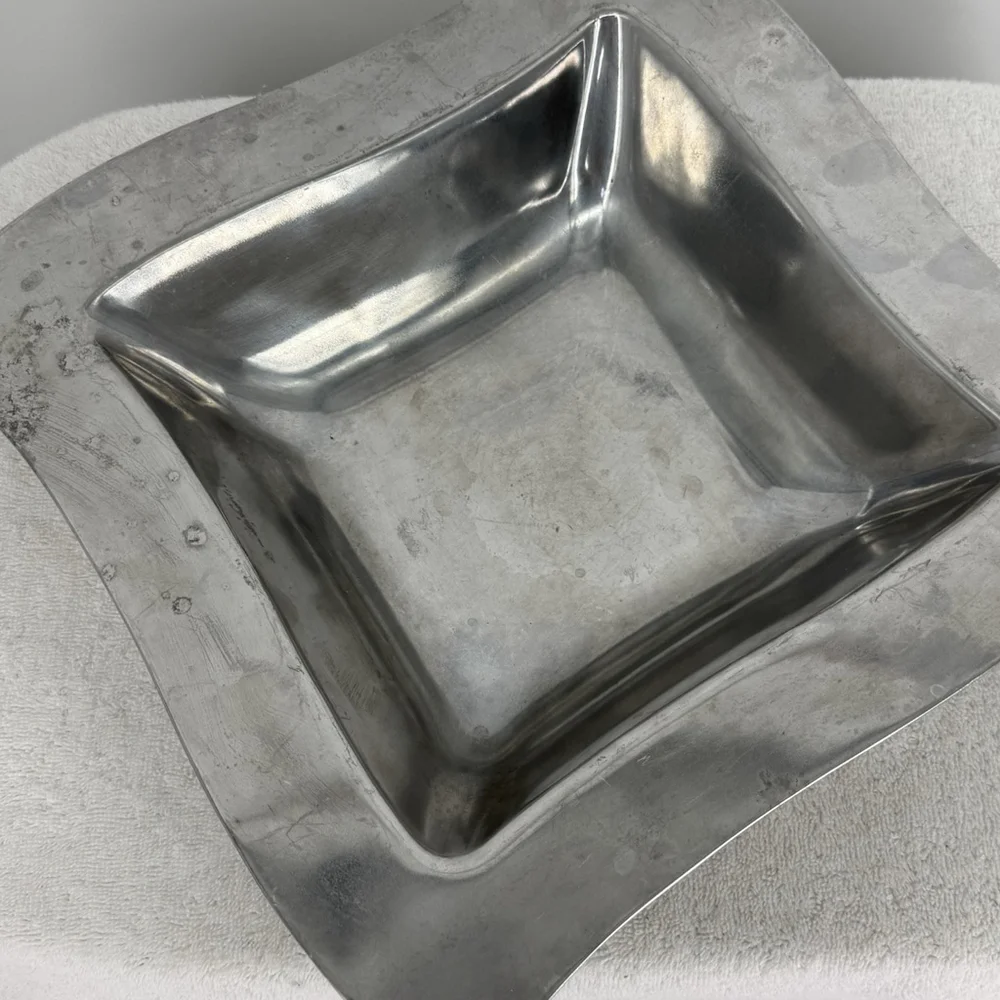 Villeroy & Boch New Wave Rectangle Wavy Metal Serving Bowl 13” Cast Aluminum VTG